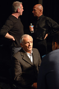 L to R: Jean-Louis Rodrigue, Prof. Paolo Bosisio, (center) Ferruccio Soleri Photo by Todd Cheney, Copyright UCLA